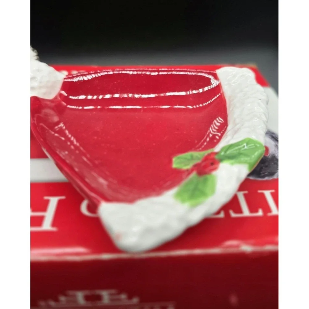 Fitz and Floyd Kitty Claus Tidbit Dish‎ New in Box Red Hat